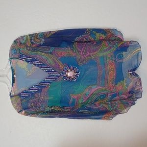 Silk Threads Embellished Sheer Tunic Top